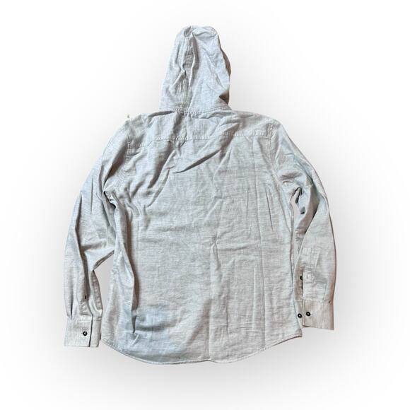 Johnnie O Shirt Mens Medium Gray Button Up Hoodie Surf Flannel Bodhi Beach - Picture 3 of 8
